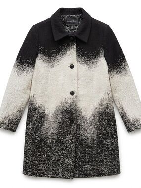 Ronen Chen Ombre Textured Coat Womens 12 Black White Gray‎ Israeli Designer